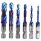 thumbnail image 1 of 6pcs Spiral Tap Drill Bit Set Blue Plating Coating Hex Shank Drill and Tap Kit for Drilling Cutting Soft Metals, 1 of 5