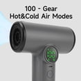 thumbnail image 3 of Cordless Hair Dryer, High Speed Blow Dryer, with Nozzle 100 Setting 30000 RPM Cold Hot Wind HD Display Barber Accessories for Student Dormitory Portable Rechargeable, 3 of 7