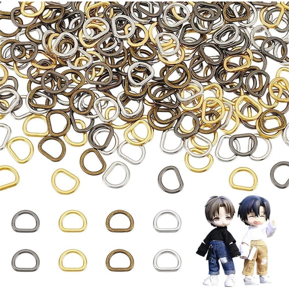 240 PCS Mini D Rings Semi-Circular D Ring 4.5mm D-Metal Ring Buckle Small D-Shape Buckle forHardware Bags/Suspenders Mixed Color D-Rings