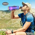 thumbnail image 7 of 1000ml Vacuum Insulated Sports Water Bottle with Foldable Straw Stainless Steel Portable Thermos Cup Purple Neon Waterfall, 7 of 7