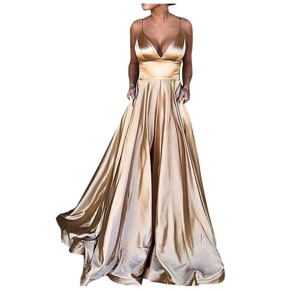 Bpxiofoy Halter Dresses for Womenï¼Gold Dresses for Womenï¼Sundresses for Womenï¼Womens Dressesï¼Summer Dress Gold 2Xl