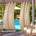 thumbnail image 3 of Outdoor Patio Curtains - Weighted Waterproof Drapes Blackout Shades Thermal Insulated Privacy Windproof Draperies for Gazebo Porch Sliding Door, Beige, W100 x L84 in, 3 of 9