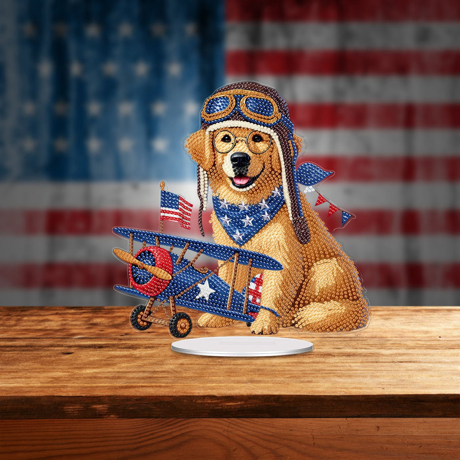 FLOPESN DIY Diamond Art Painting American Independence Day Creative，9.84*9.84in Animal Design,Add Festive Atmosphere Home Desktop Decorations