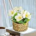 thumbnail image 6 of Leodye 1PCS Artificial Flower Potted Plant, Realistic Faux Floral Arrangement for Home Living Room Dining Table Bedroom office and Spring Summer Decor -4.72x4.72in, 6 of 7