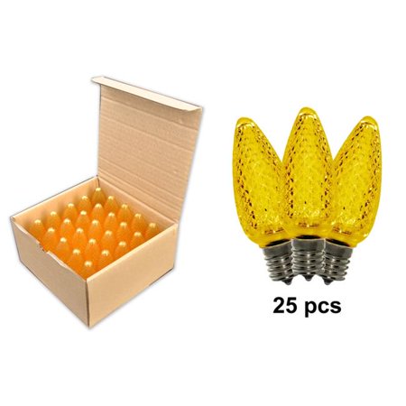 

Queens of Christmas C9-DIM-RETRO-GO-25 C9 Dimmable Faceted LED Retrofit Bulbs Gold - Pack of 25