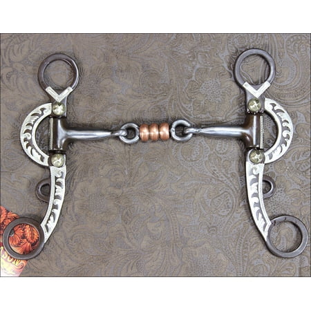 Hilason Antique Brown Horse Bit 3 Piece Mouth W/Copper Rollers
