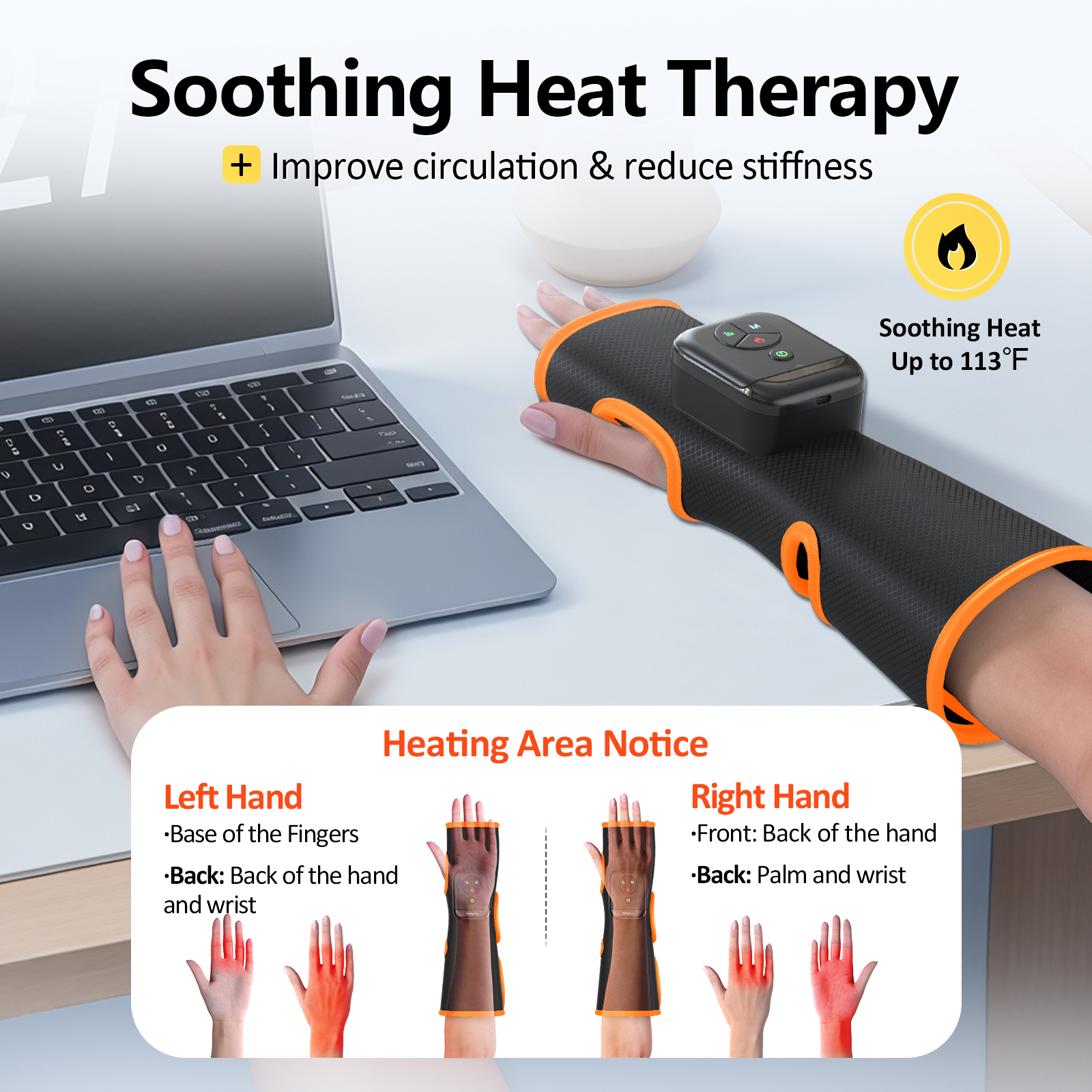 Comfytemp Hand Massager with Compression and Heat, Cordless Wrist