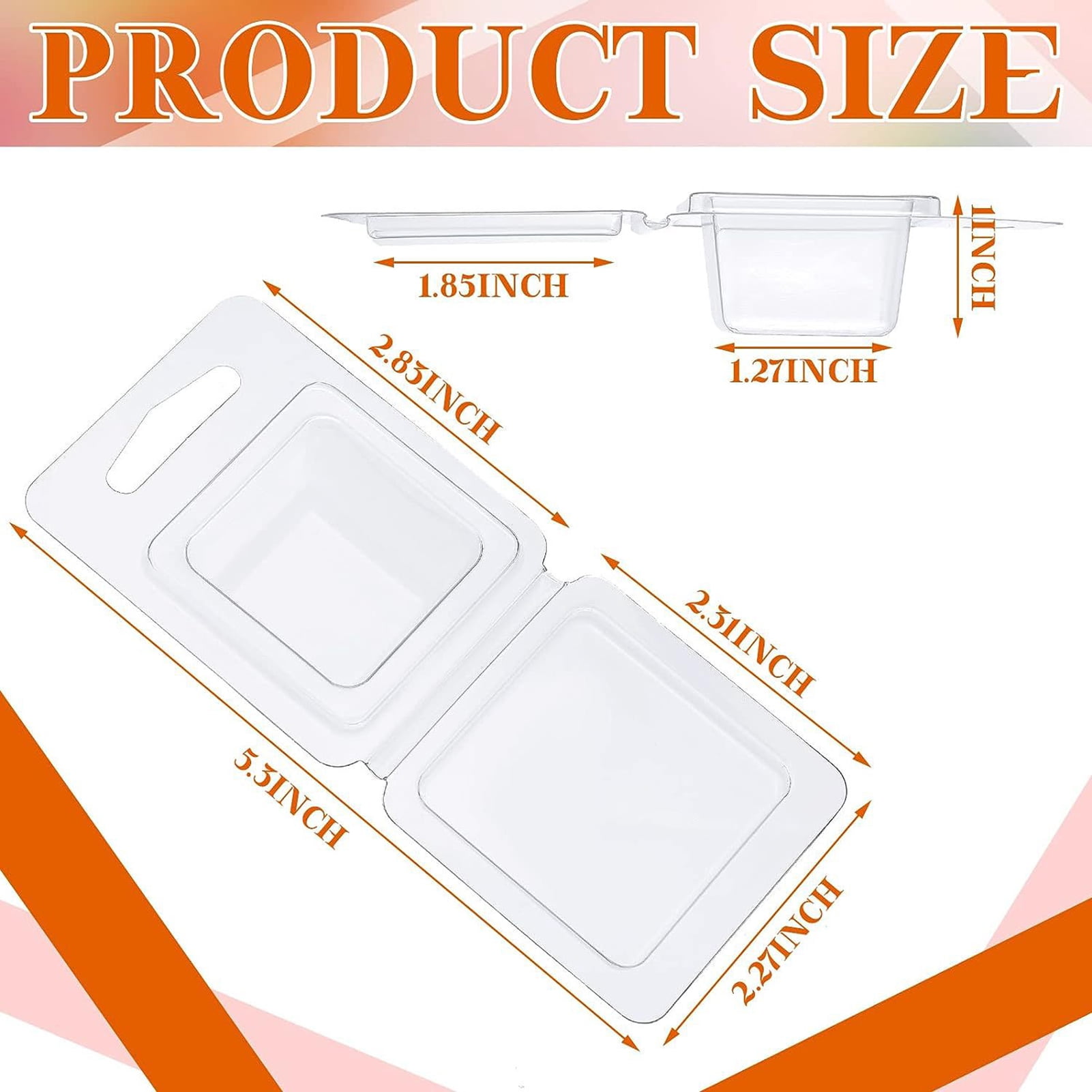 Mosey 100Pcs Wax Melt Mold Clear Square Round Empty Plastic DIY Handmade Scented Candle Soap Making Mould Container