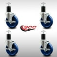 thumbnail image 2 of 5 Inch SS Solid Poly Swivel 1-3/4 Inch Expanding Stem Caster Set with Brake SCC, 2 of 2