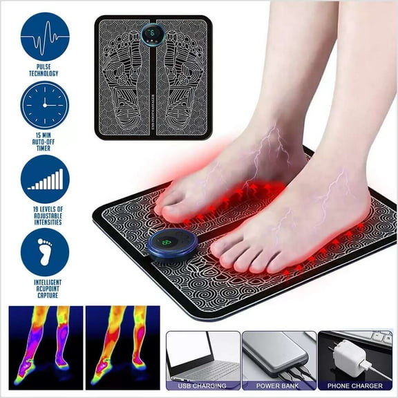 19-Level EMS Electric Foot Massager Pad Blood Muscle Circulation Stimulator Mat