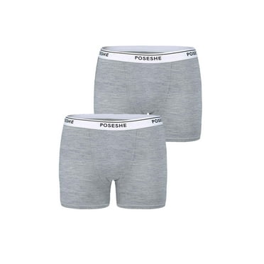 POSESHE Women's Boxer Underwear, Plus Size Boyshorts Panties 6/8" Inseam,2-Pack