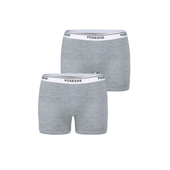POSESHE Women's Boxer Underwear, Plus Size Boyshorts Panties 6/8" Inseam,2-Pack