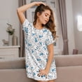 thumbnail image 3 of Fuzoiu Scarf Bear Print Women Nightgowns, Soft Comfy Lightweight Short Sleeves Sleepwear,Crew Neck Loungewear, 3 of 6