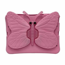 ELEHOLD Kids Cute Case for iPad Air 11 inch 2024/Air 5th/4th Gen/iPad 10th Gen/iPad Pro 11" 4th/3rd/2nd/1st Gen,Kids Friendly EVA Foam 3D Butterfly Wing Kickstand Case Shockproof Cover, Pink