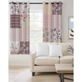 thumbnail image 2 of Boho Spring Floral Blackout Curtains for Bedroom/Living Room, Thermal Insulated Kitchen Curtains, Vintage Flowers Patchwork Plaid Pink Grommet Darkening Window Treatment Drapes 42"x84"x2, 2 of 8