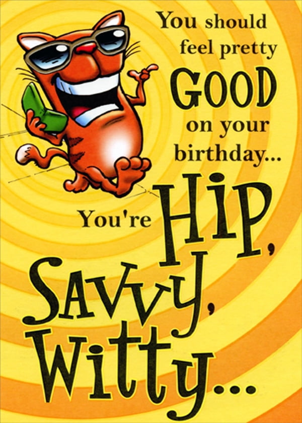 Designer Greetings Hip, Savvy, Witty Red Cat Funny / Humorous Birthday Card