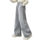 thumbnail image 1 of Pantalones largos para niñas, color liso, pierna recta, pantalones casuales, sueltos, casuales, pierna ancha, pantalones de cintura elástica, pantalones de poliéster para niños, 1 of 4