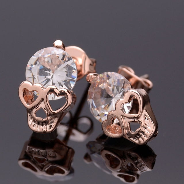 OULII 1 Pair Funky Skull Shape Stud Rose Alloy for Women Parties