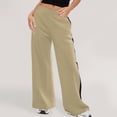 thumbnail image 2 of Timegard Womens Wide Leg Sweatpants Elastic Waist Color Block Casual Loose Workout Trousers Fall Winter, 2 of 7