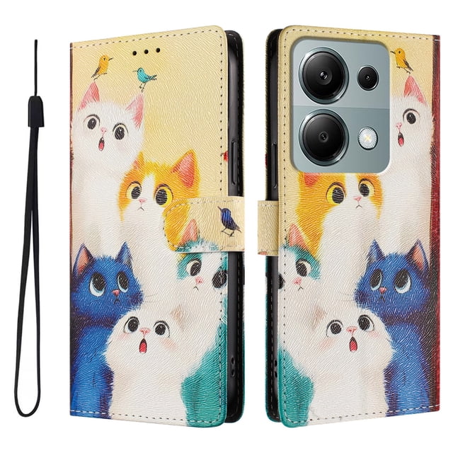 FOXDOCK Funda Tipo Cartera para Xiaomi Redmi Note 13 Pro 4G con Soporte y Correa – Diseño de Patrones Lindos