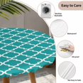 thumbnail image 5 of Round Fitted Tablecloth with Elastic Edge, Teal Morocco Waterproof Table Cloth Table Cover for 45"-54" Tables, Ethnic Boho Minimalist Abstract Geometric Tablecloths for Dining Picnic Party Outdoor, 5 of 9