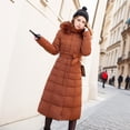 thumbnail image 3 of Chaqueta de algodón para mujer, ajustada, hasta la rodilla, gruesa, de algodón, para invierno, 3 of 5