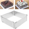 thumbnail image 1 of Stainless Steel Cake Ring Square Cake Mousse Mold Ring Cutter, Adjustable From 10cm To 18cm, 1 of 5