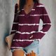 thumbnail image 2 of KIHOUT - Blusas casuales para mujer, liquidación 2024, moda clásica, estampado de rayas, cuello en V, blusas básicas holgadas, camisetas tipo jersey, camisetas tipo túnica de manga larga, 2 of 4