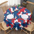 thumbnail image 3 of Red Blue Camo Bold Shapes Pattern Round Tablecloth 60"x60",Wrinkle Wipeable Table Cloth for Kitchen Dining Room Picnic Patio Party, 3 of 6