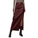 thumbnail image 1 of Falda PRETTYGARDEN 2025 de cuero sintético, tiro alto con abertura lateral, talla S, 1 of 5