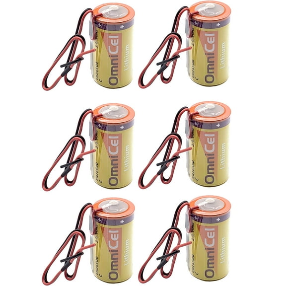 6x OmniCel ER26500 3.6V 8.5Ah Sz C Lithium Battery  Wire Leads AMR Backup