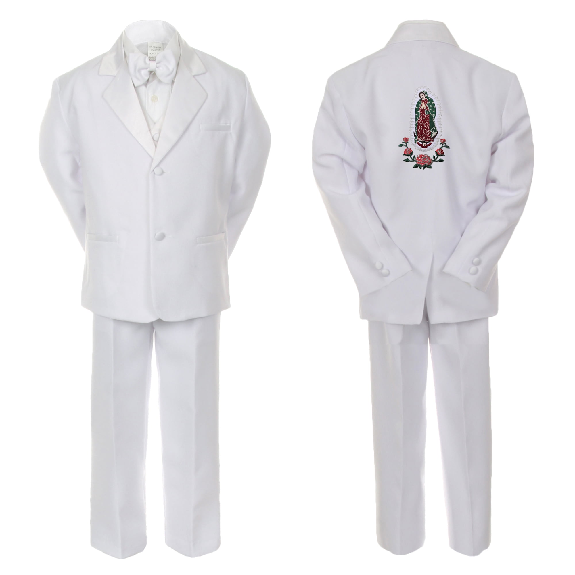 Baby Boy Christening Notch Lapel Suit Silver or Gold Guadalupe On Back SM-20