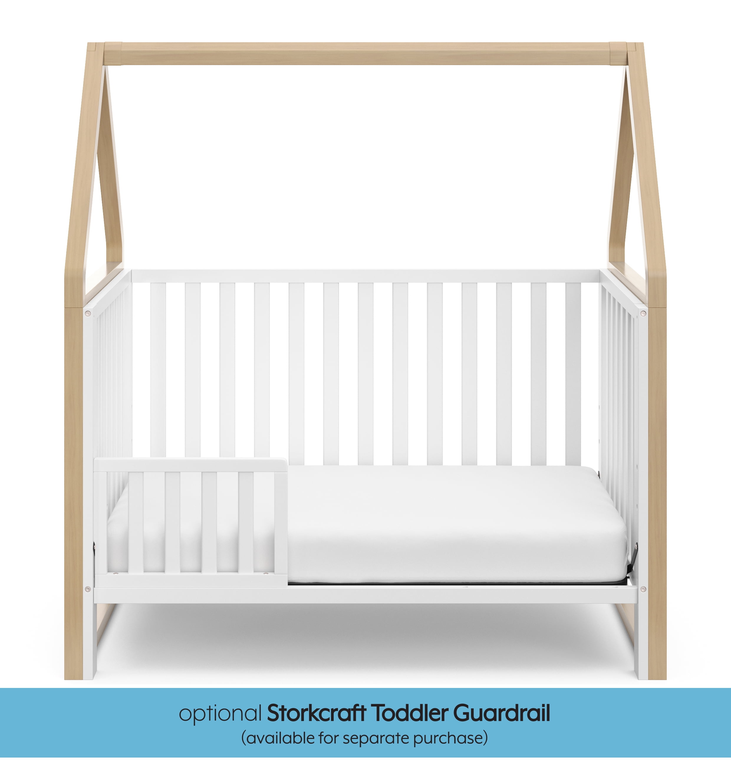 Storkcraft Orchard 5-in-1 Convertible Baby Crib, White with Driftwood