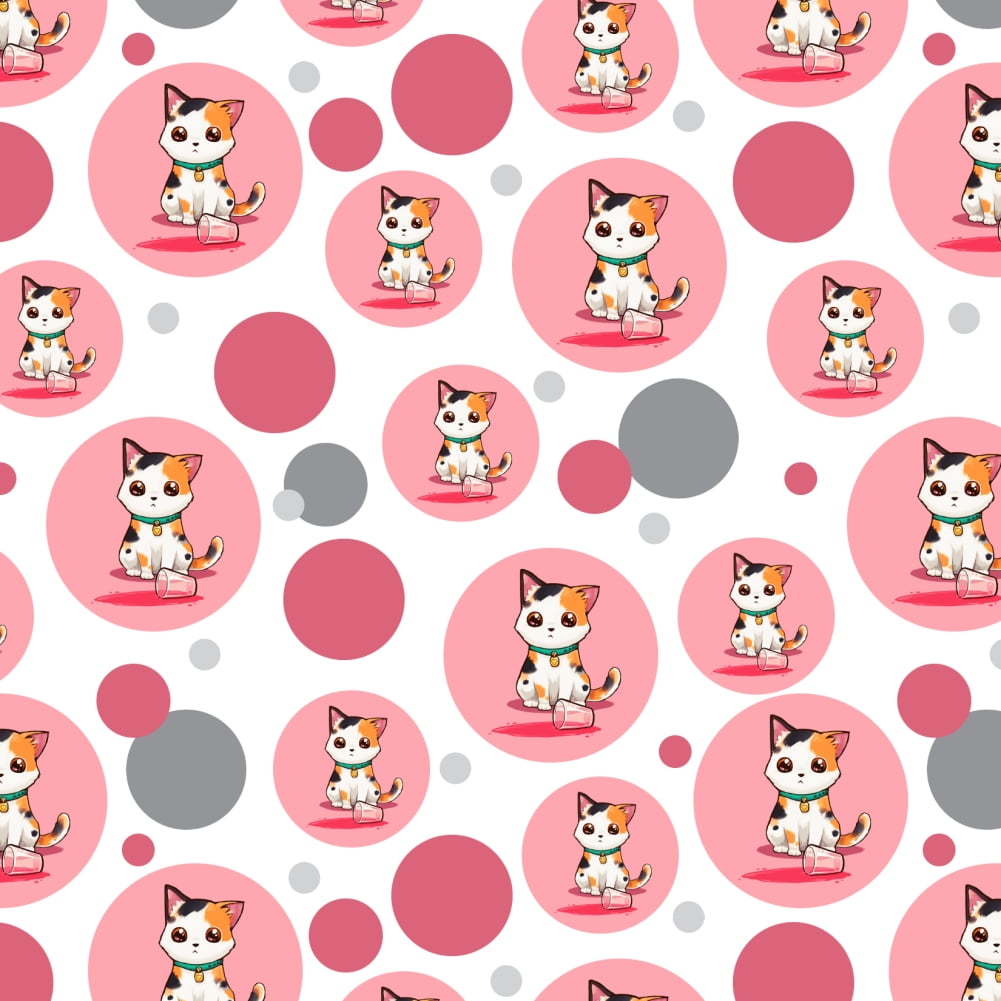 Kawaii Cute Cat Spilled Glass of Water Premium Gift Wrap Wrapping Paper Roll
