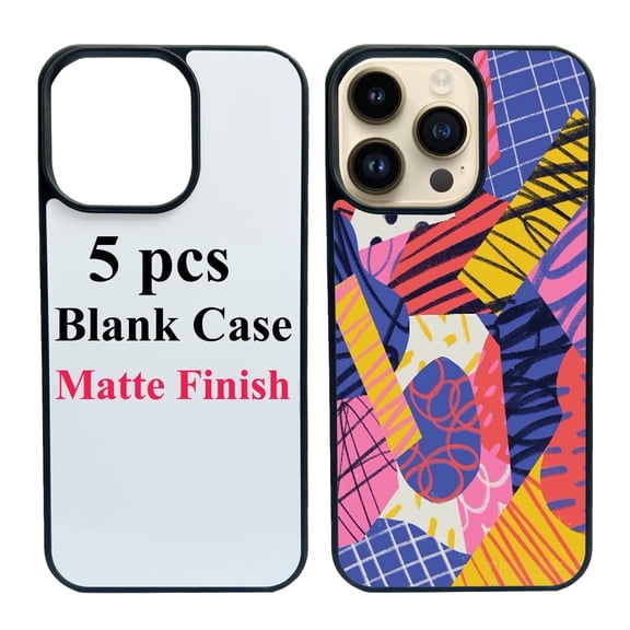 LAMICS 5 Sets Sublimation Blanks Phone Case Bulk Covers Compatible With iPhone 15 Pro Max, 6.7-Inch,Easy to Sublimate DIY Customized 2 in 1 2D Anti-slip Case Soft Rubber Cover Inserts Matte Wholesale