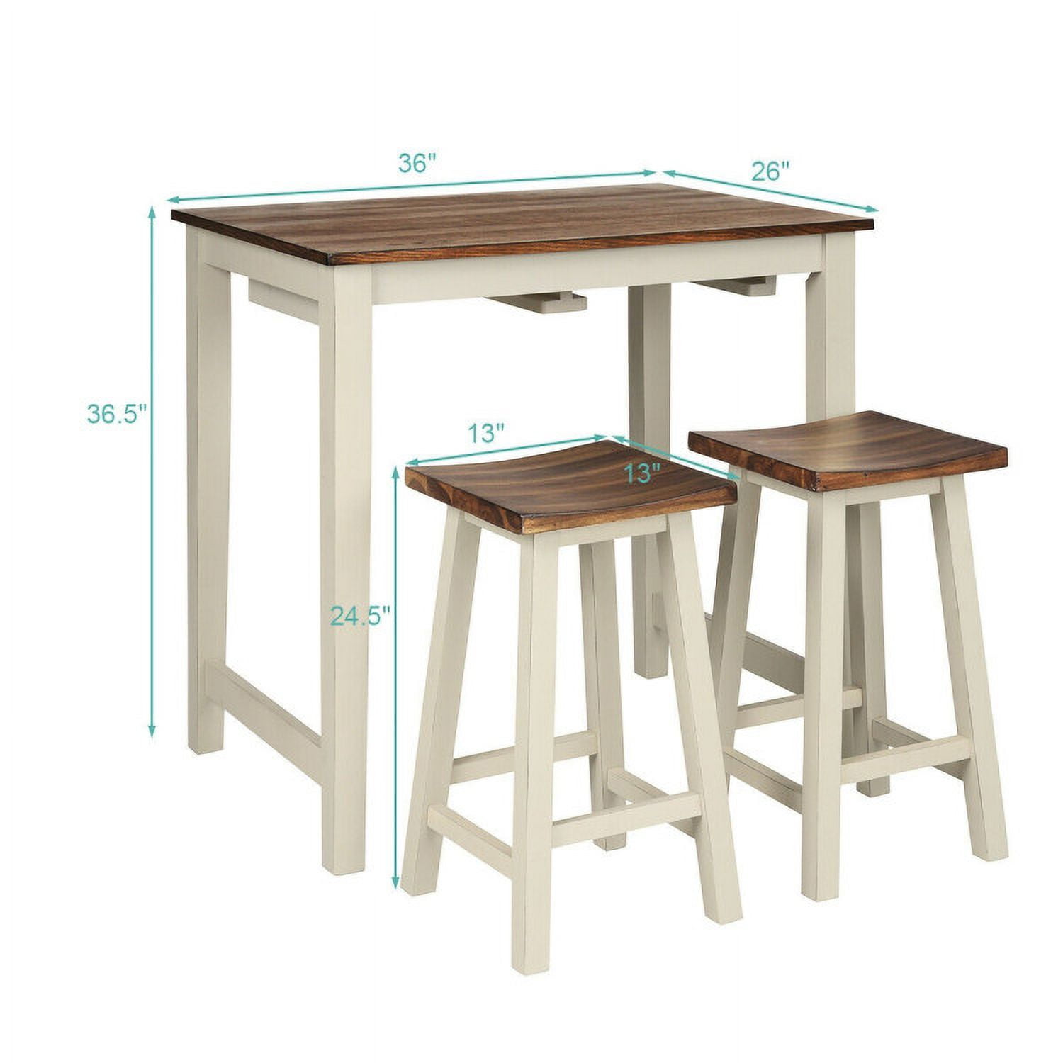 Finihen Dining Set, Dining Table Set, Counter Height Pub Table with 2 Saddle Bar Stools, for Home, Restaurant, Brown Finihen Dining Set, Dining Table Set, Counter Height Pub Table with 2 Saddle Bar Stools, for Home, Restaurant, Brown