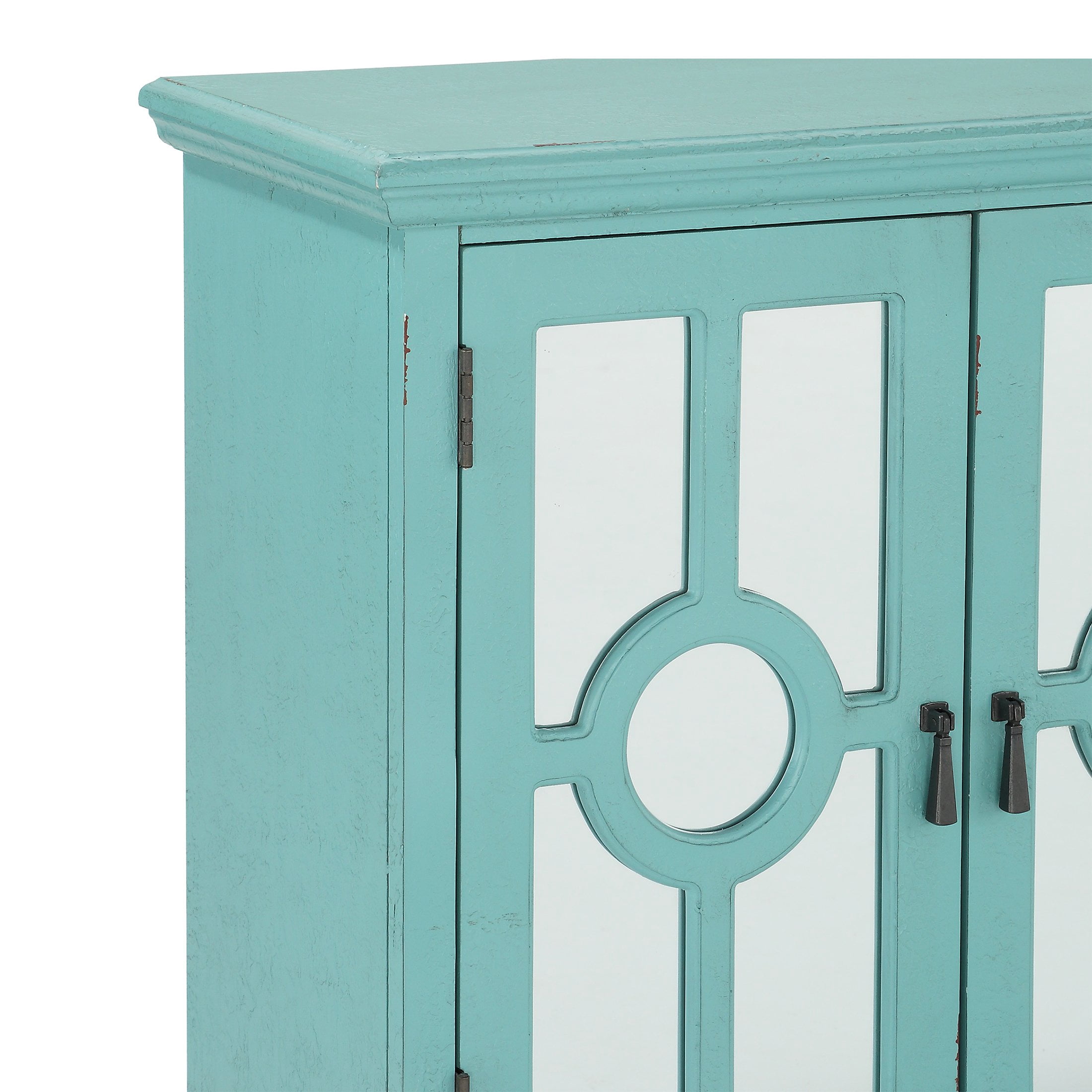 OakvillePark Newhalem Wood Storage Accent Cabinet, Aqua