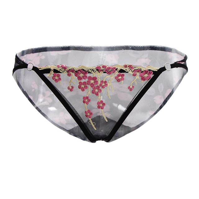 Ropa interior bordada de la flor de la malla del cordón de 3pcs para mujer Ropa interior bordada baja de la ropa interior Sunnimix Escritos bordados de la flor