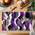 thumbnail image 2 of Purple Stripe Placemats Set of 12 Black Grey White Gradient Striped Geometric Place Mats Indoor Wipeable Table Mats Washable Dining Table Placemats for Kitchen Holiday Party Home Decor 13x19 Inch, 2 of 9