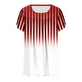 thumbnail image 4 of Scyoekwg Womens Tops Summer Tunic Shirts Trendy Short Sleeve Cute Long Flowy Pleated Tshirt Gradient Color Casual Dressy Blouses to Wear with Leggings (V_Wine,XL), 4 of 4