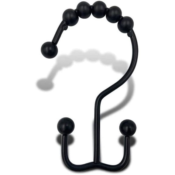 Black Shower Curtain Hook for Black Shower Curtain Rod Double Sliding Anti-Rust Shower Curtain Ring