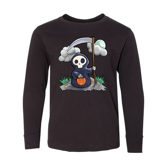 Inktastic Halloween Trick or Treating Cute Grim Reaper Long Sleeve Youth T-Shirt