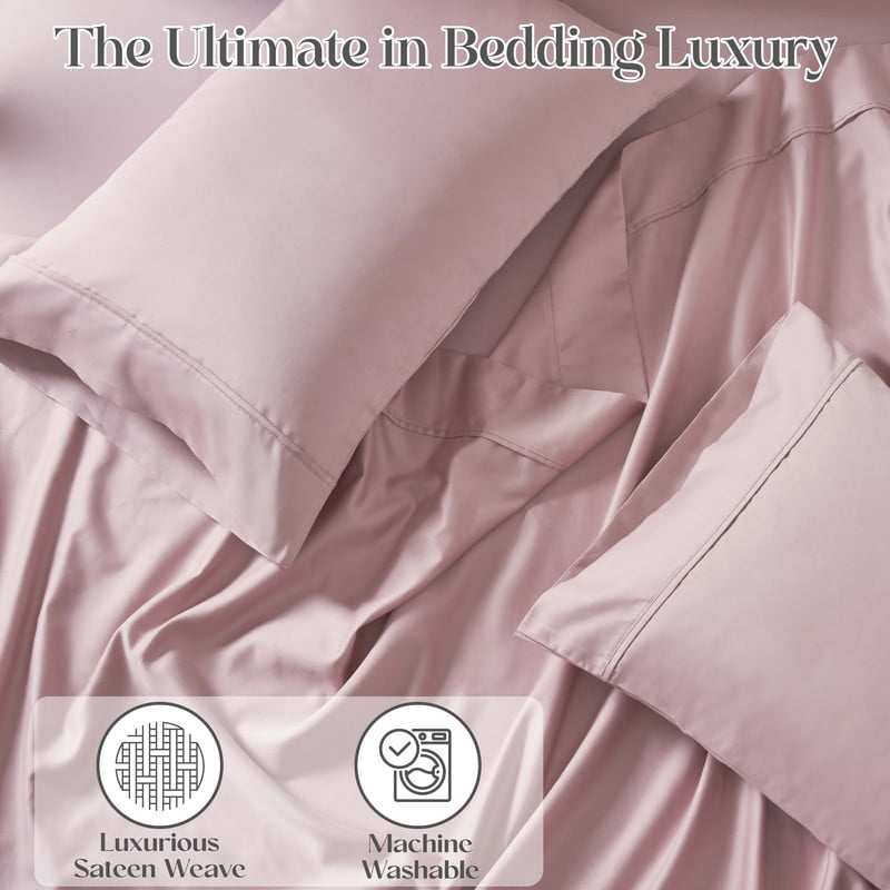 Superior 4-Piece 1400-1500 Thread Count Lavender Sheet Set, Queen
