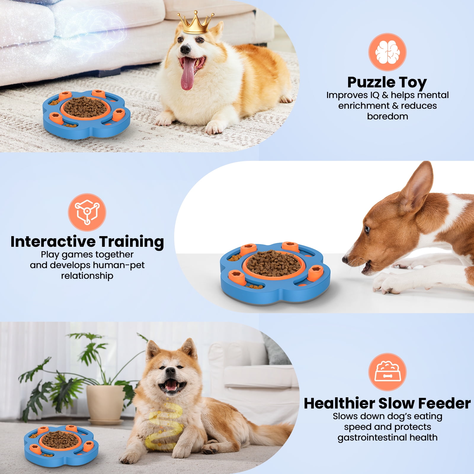 PcEoTllar Dog Puzzle Toys, Silicone Slow Feeder Dog Bowls, Dog