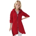 thumbnail image 2 of Mwjwdo Women Zip Up Hoodies Zipper Long Hooded Jackets Solid Casual Tunic Sweatshirt Trendy Winter Outfits Clothes 2025 Red 3 Years, 2 of 5