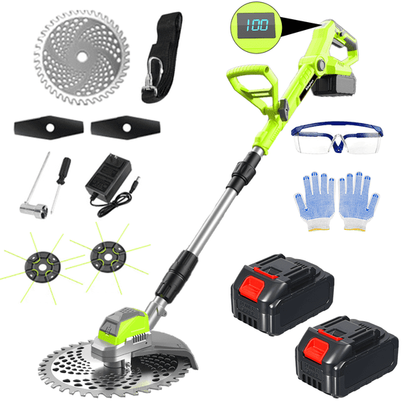 KingFurt Cordless String Trimmer, 21V Electric Weed Wacker, with 2 x Batteries, 3-in-1 Weed Eater, Lawn Tool Cordless Cutter Mower