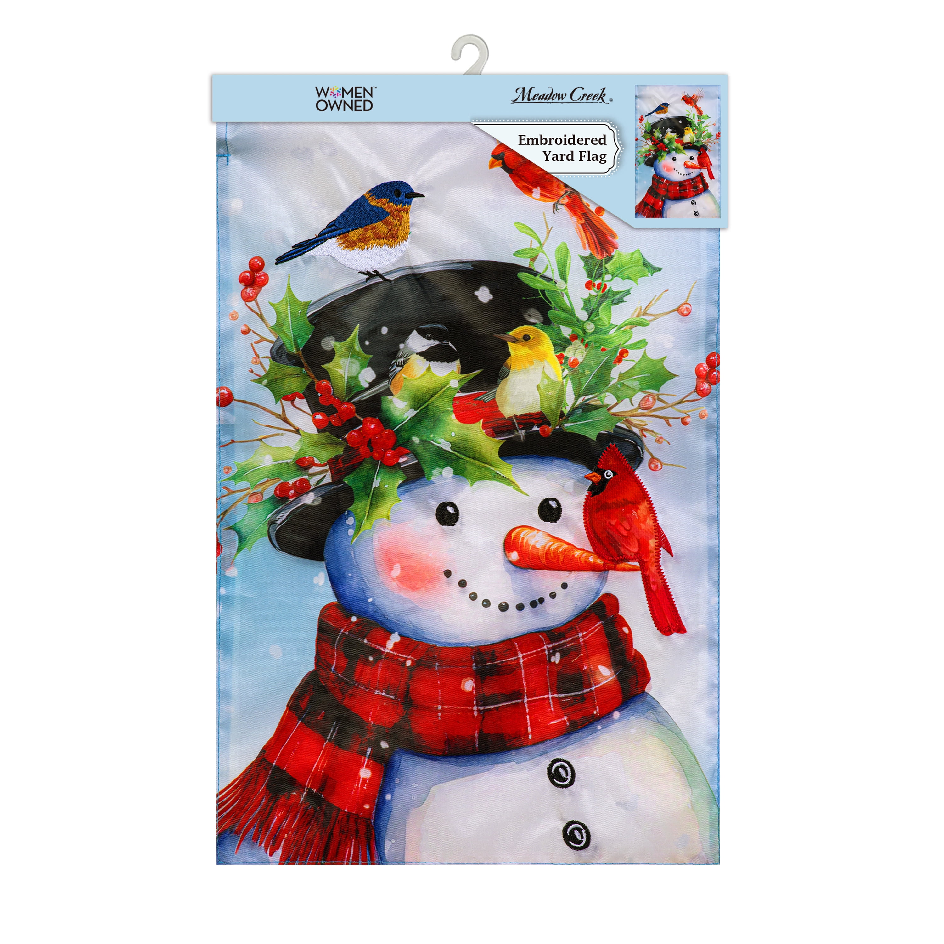 Meadow Creek Holiday Outdoor Yard Flag Snowman, Assembled 18 in. H x 14.5 in. W