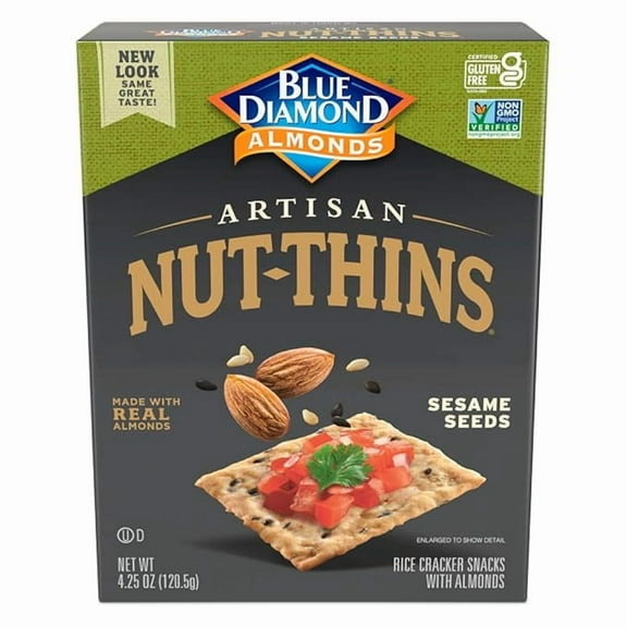 1x Blue Diamond Artisan Almond Nut Thins, Sesame Seed, 4.25 Oz
