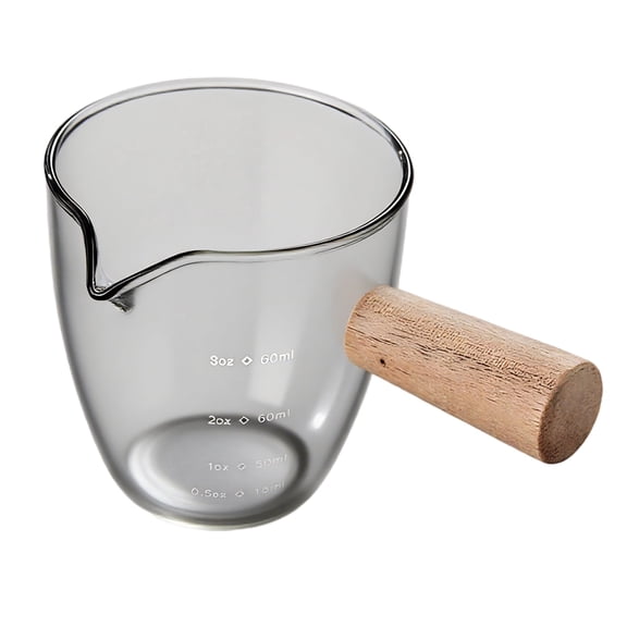 2 Pcs Espresso Shot Glasses, 3 fl oz/ 90 ml Glass Espresso Cups with Wooden Handle, Precise Measurements, Ideal for Espresso Machines, Shot Glasses for Coffee Enthusiasts