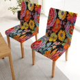 thumbnail image 2 of Colorful Flowers Dining Chair Covers Vintage Boho Stretch Chair Covers for Dining Room Set of 6,Abstrat Geometric Dining Chair Slipcover Washable Removable for Kitchen,Hotel,Restaurant, 2 of 5